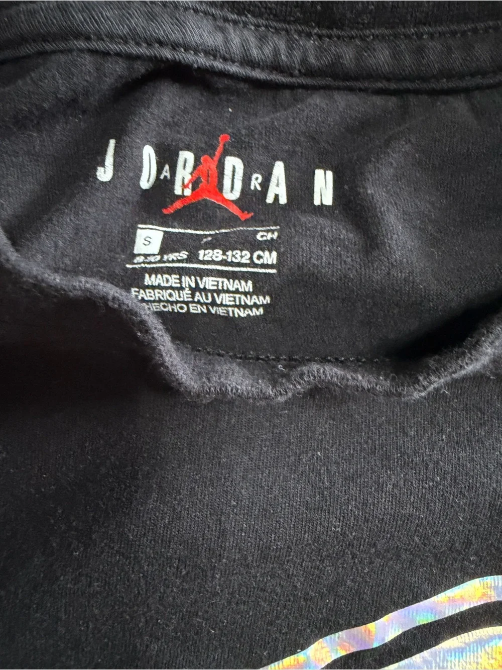 Jordan Black Short-Sleeve Tee with Iridescent Jumpman Graphic S (8-10years)